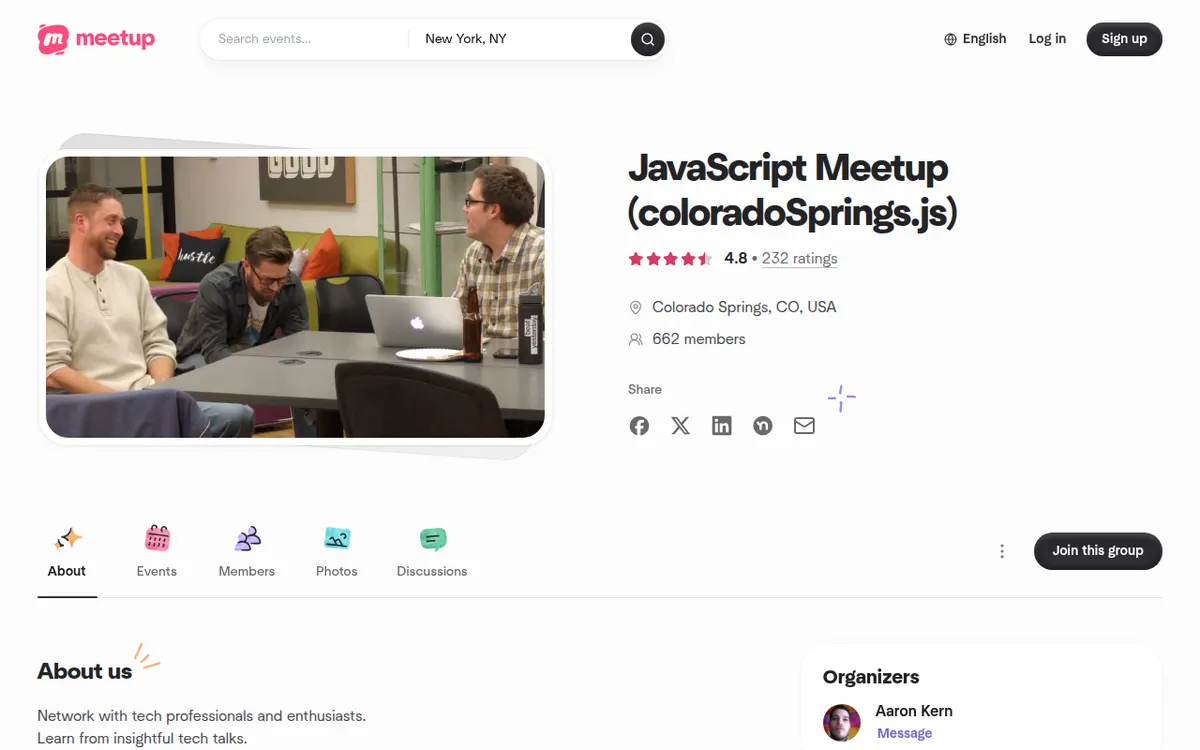 Visit the JavaScript Meetup (coloradoSprings.js) website (opens in a new tab)