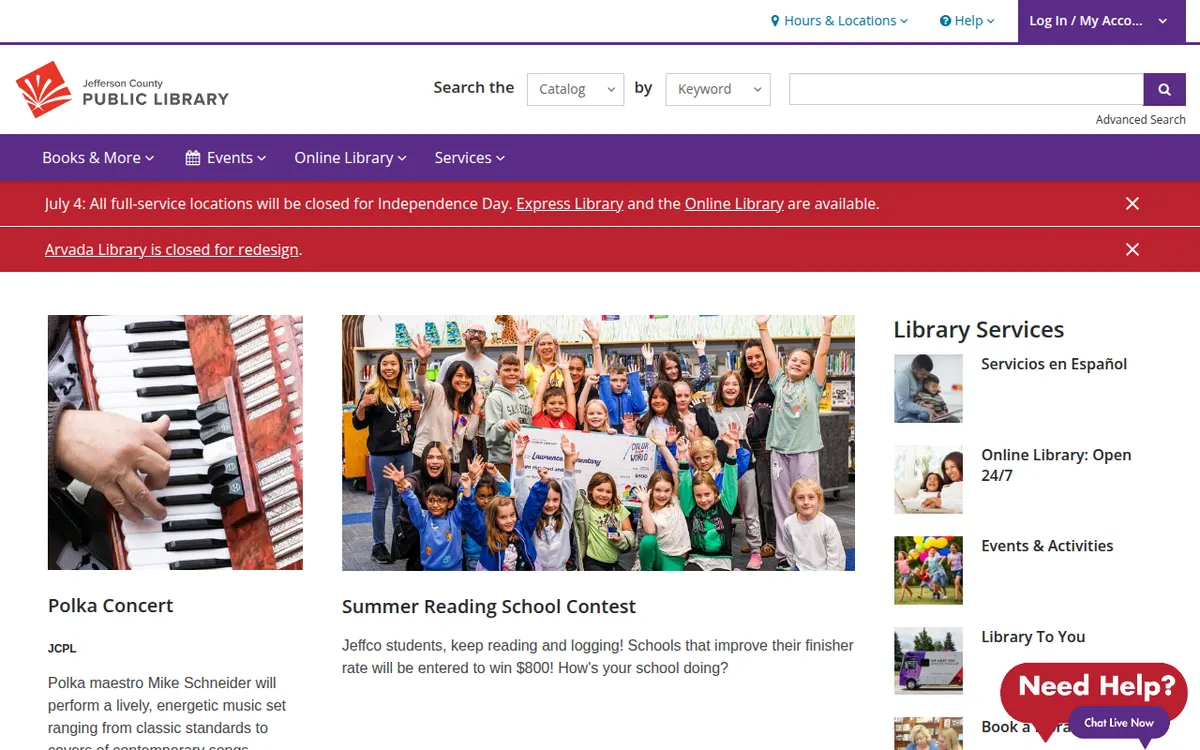 Visit the Jefferson County Public Library (JCPL) website (opens in a new tab)
