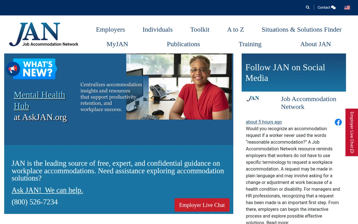Visit the Job Accommodation Network (JAN) website (opens in a new tab)