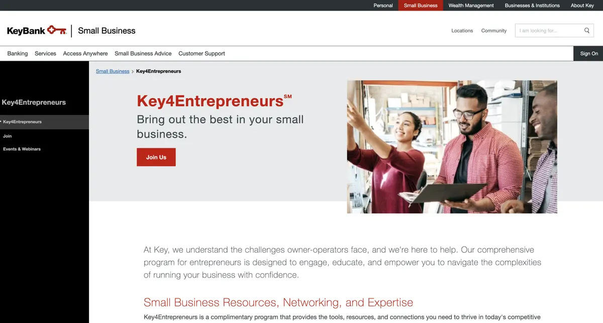Visit the Key4Entrepreneurs by KeyBank website (opens in a new tab)
