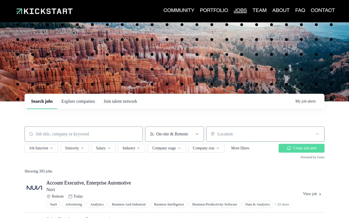 Visit the Kickstart Portfolio Job Board website (opens in a new tab)
