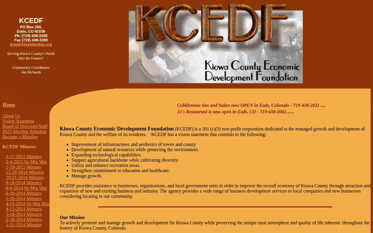 Visit the Kiowa County Economic Development Foundation (KCEDF) website (opens in a new tab)