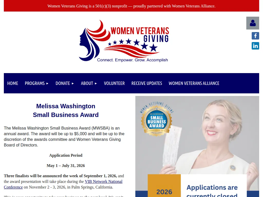Visit the Melissa Washington Small Business Award (MWSBA) website (opens in a new tab)