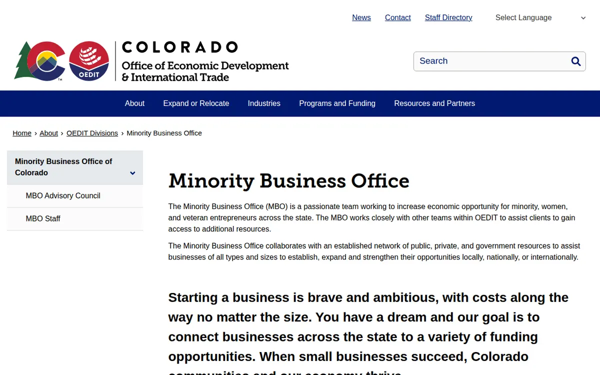 Visit the Minority Business Office (MBO) website (opens in a new tab)