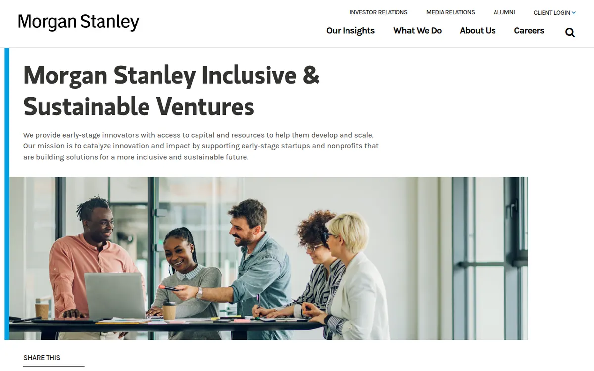 Visit the Morgan Stanley Inclusive & Sustainable Ventures website (opens in a new tab)