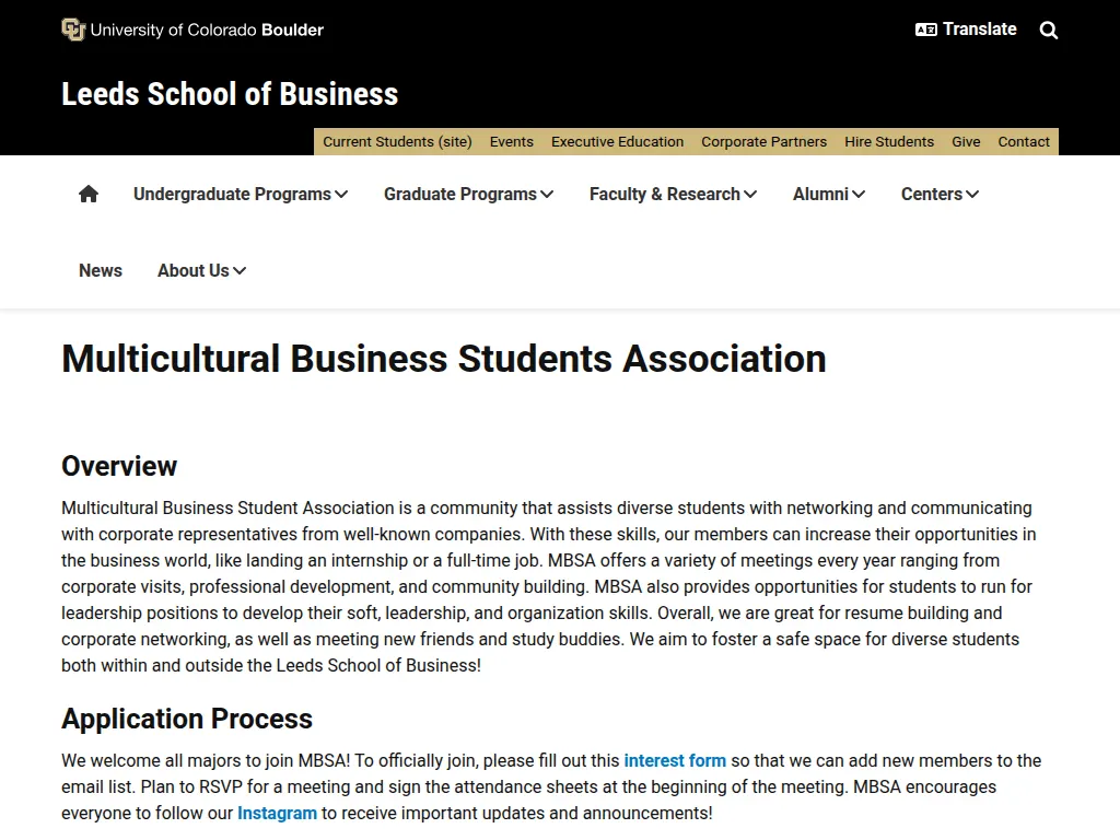 Visit the Multicultural Business Students Association (MBSA) website (opens in a new tab)