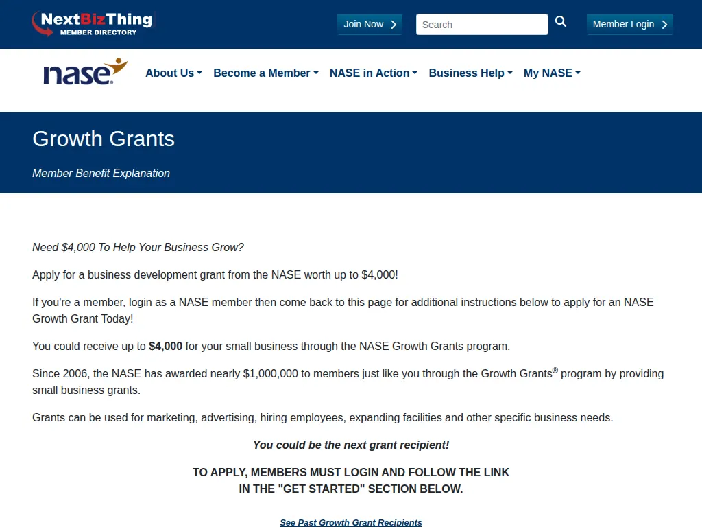 Visit the NASE Growth Grants Program website (opens in a new tab)