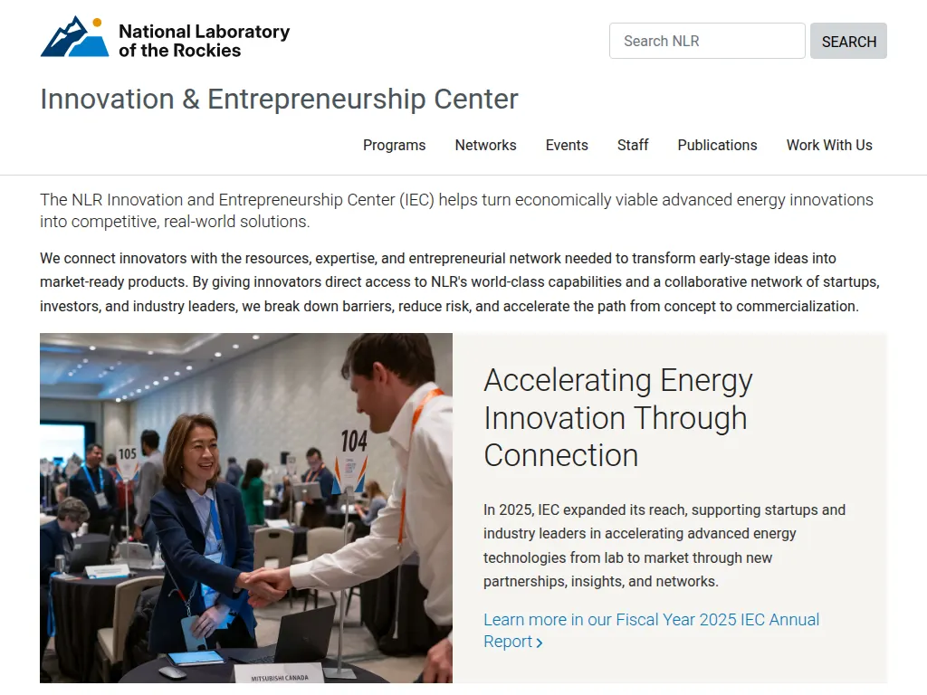 Visit the NLR Innovation and Entrepreneurship Center (IEC) website (opens in a new tab)