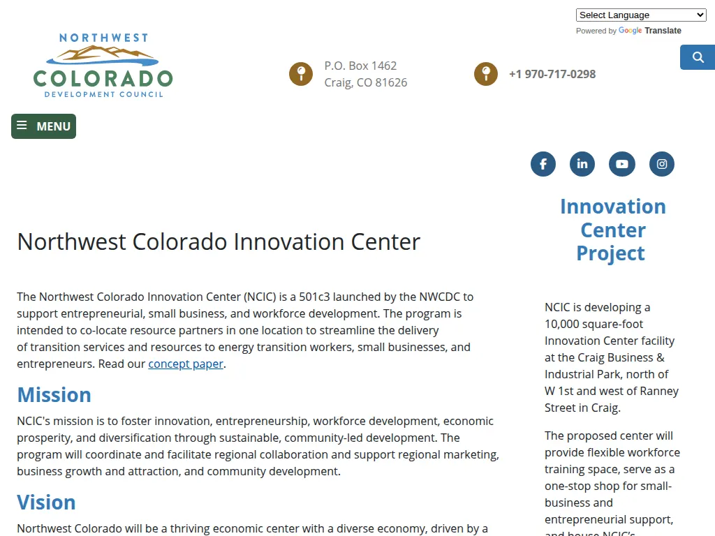 Visit the Northwest Colorado Innovation Center (NCIC) website (opens in a new tab)