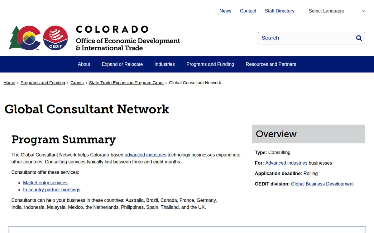 Visit the OEDIT Global Consultant Network website (opens in a new tab)