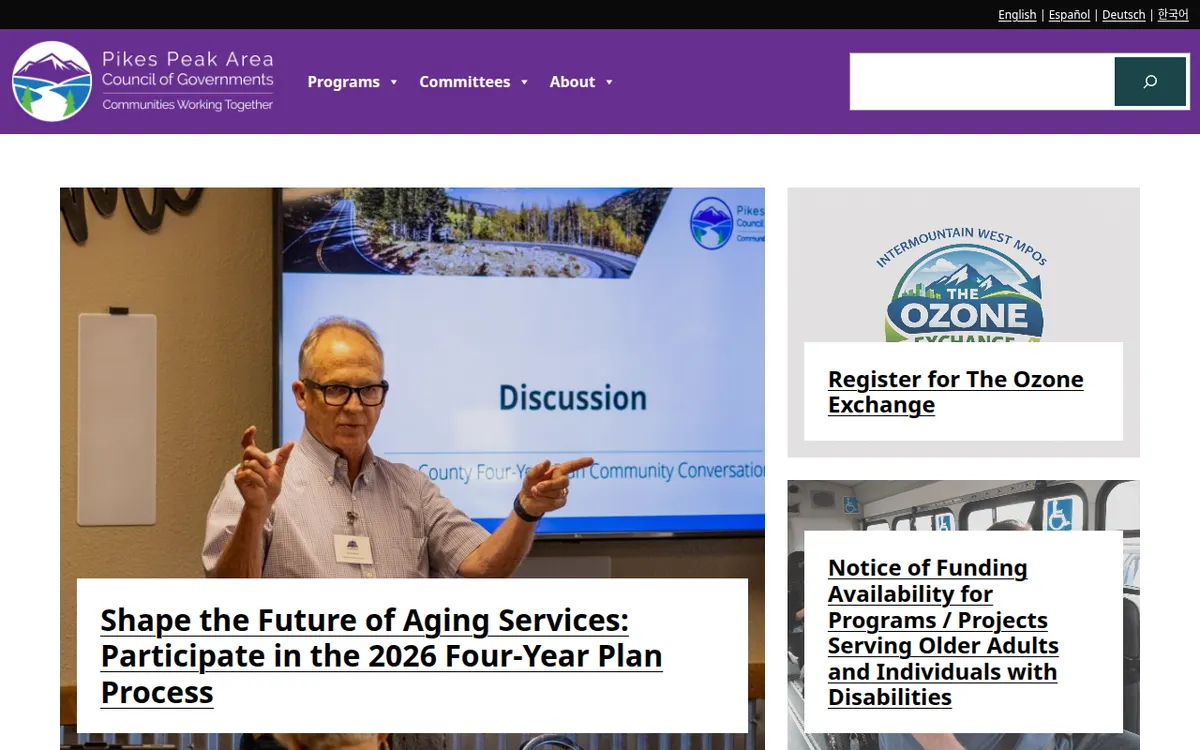 Visit the Pikes Peak Area Council of Governments (PPACG) website (opens in a new tab)