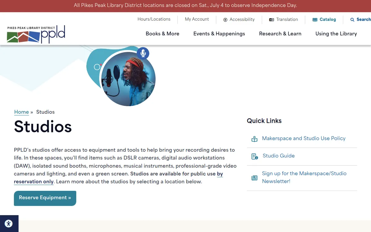 Visit the Pikes Peak Library District Studios website (opens in a new tab)