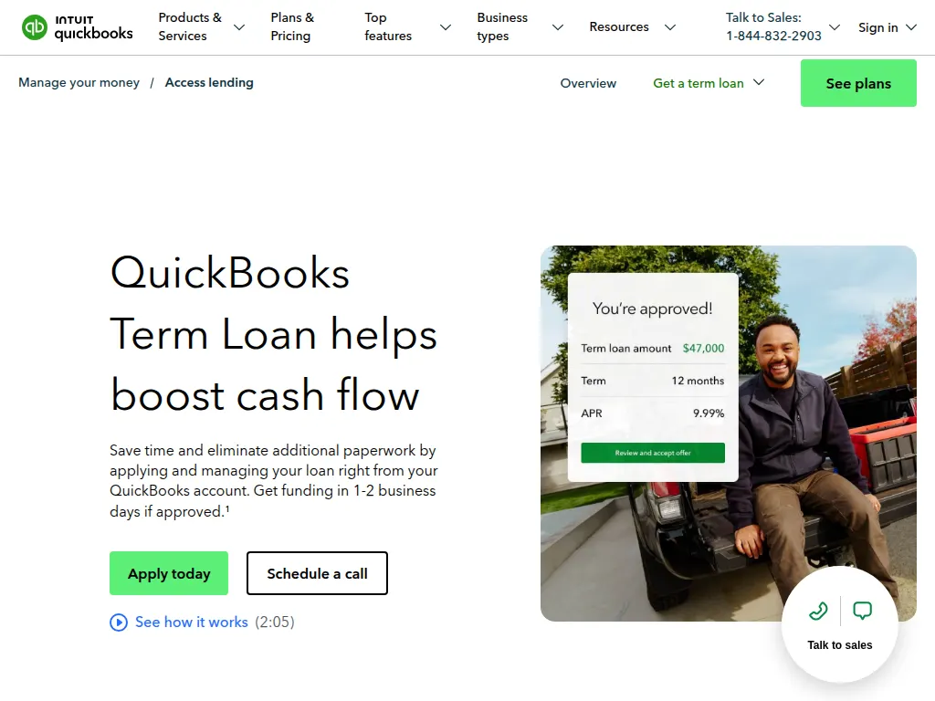Visit the QuickBooks Term Loan website (opens in a new tab)