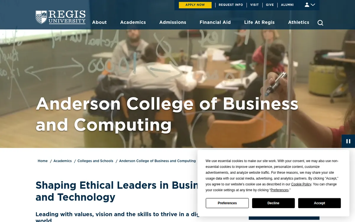 Visit the Regis University Anderson College of Business and Computing website (opens in a new tab)