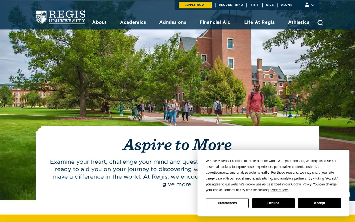 Visit the Regis University website (opens in a new tab)