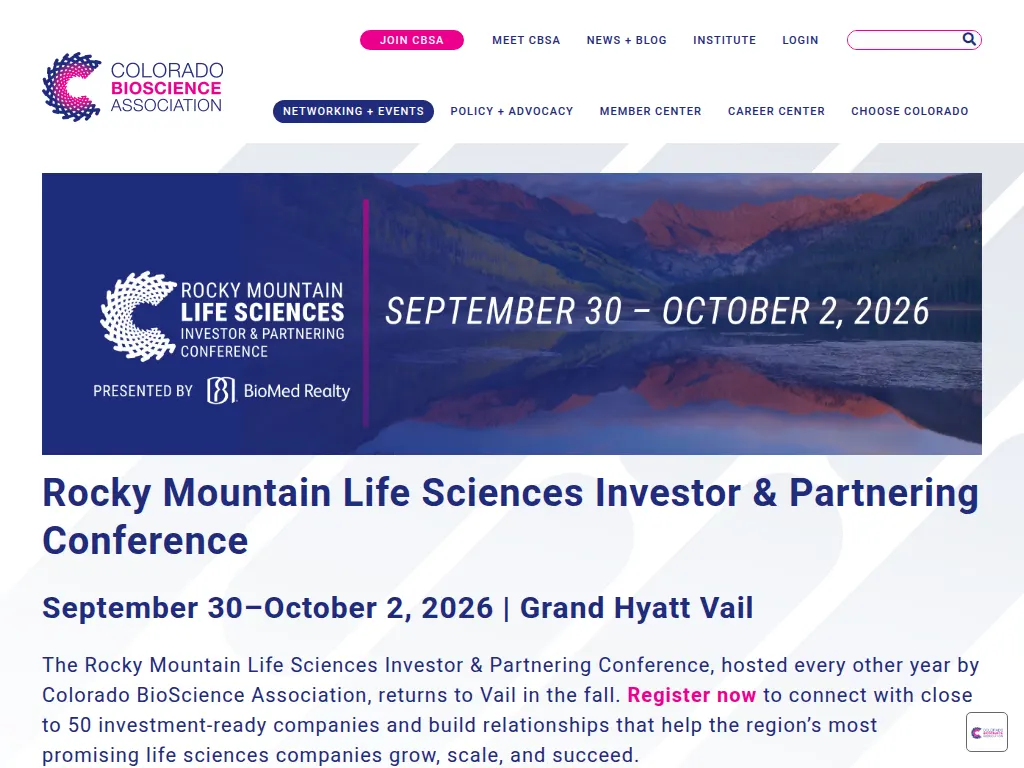 Visit the Rocky Mountain Life Sciences Investor & Partnering Conference website (opens in a new tab)