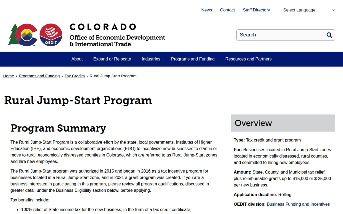 Visit the Rural Jump-Start Program website (opens in a new tab)