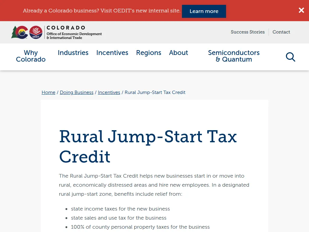 Visit the Rural Jump-Start Tax Credit website (opens in a new tab)
