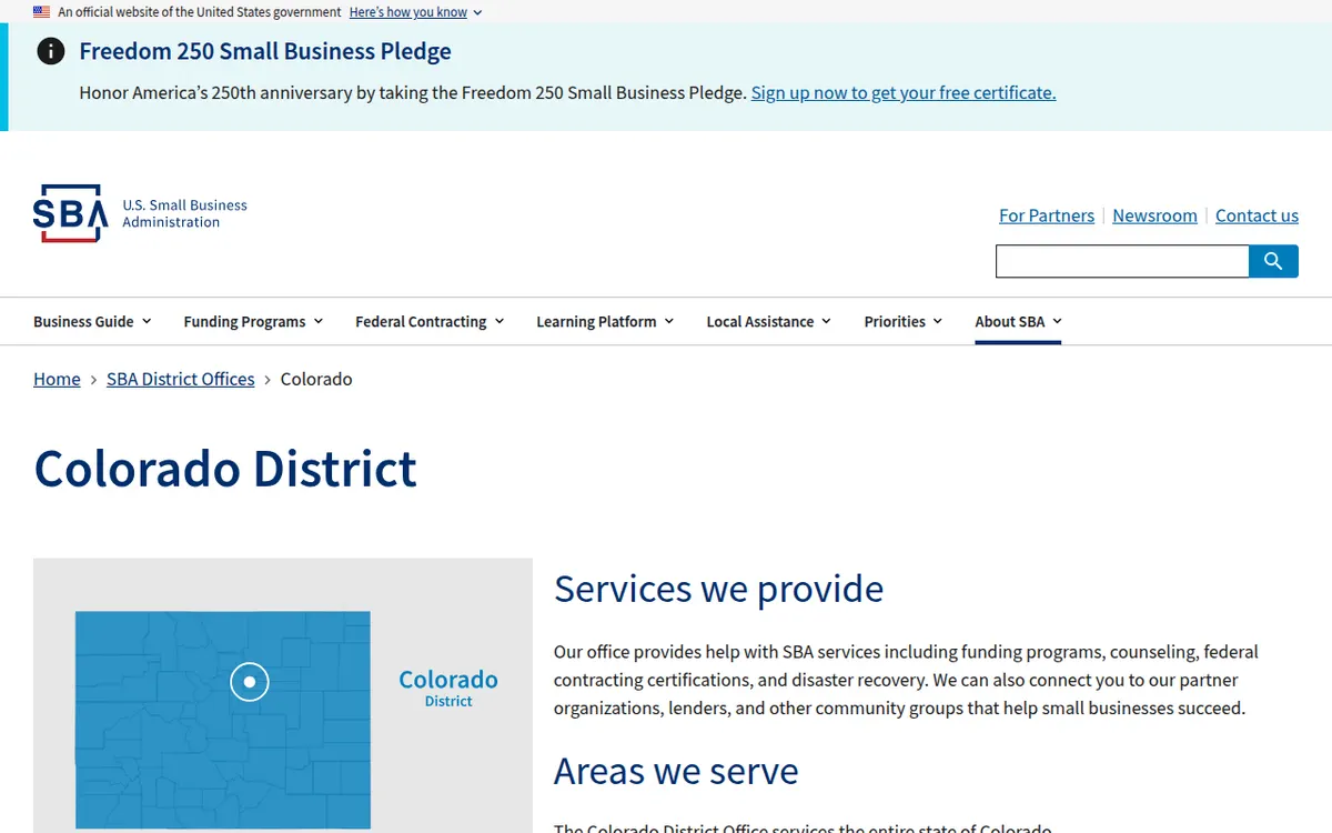 Visit the SBA Colorado District Office website (opens in a new tab)