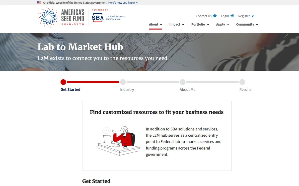 Visit the SBA Lab to Market (L2M) Hub website (opens in a new tab)