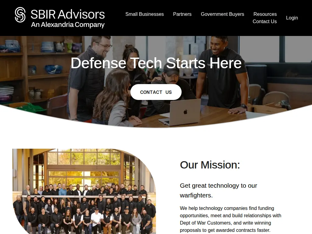 Visit the SBIR Advisors website (opens in a new tab)