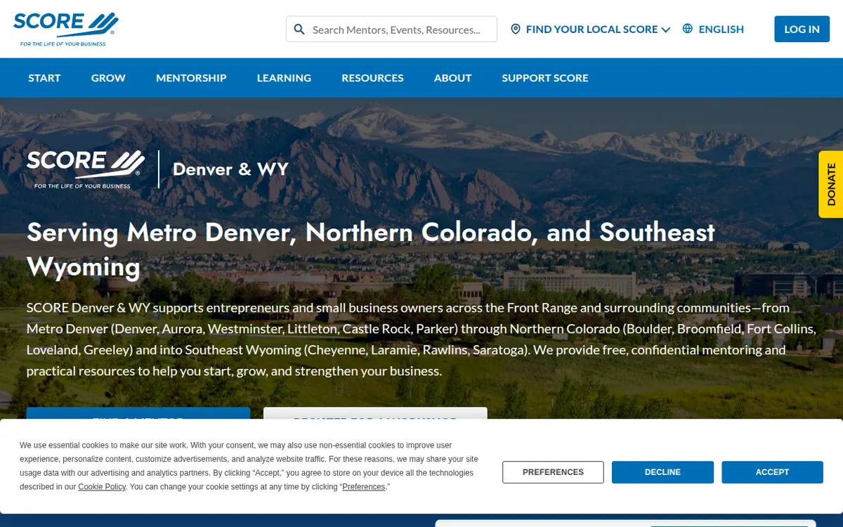 Visit the SCORE Denver website (opens in a new tab)