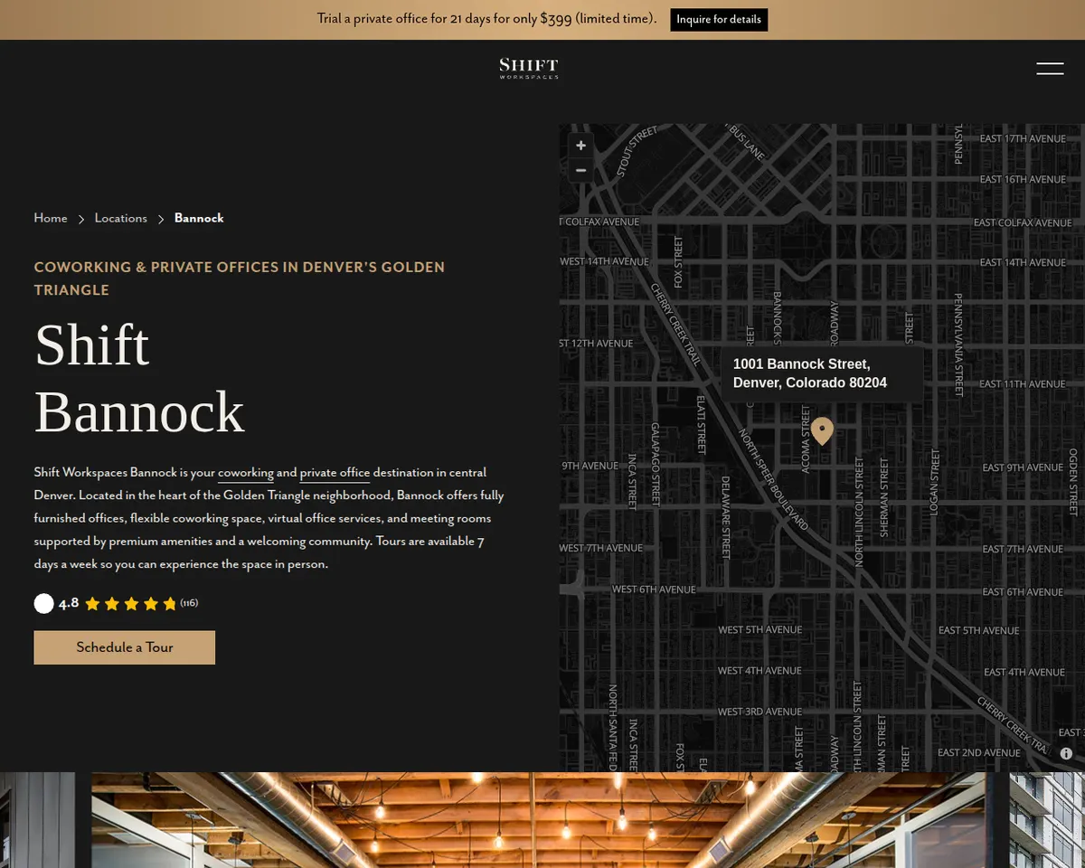 Visit the Shift Workspaces Golden Triangle (Denver) website (opens in a new tab)