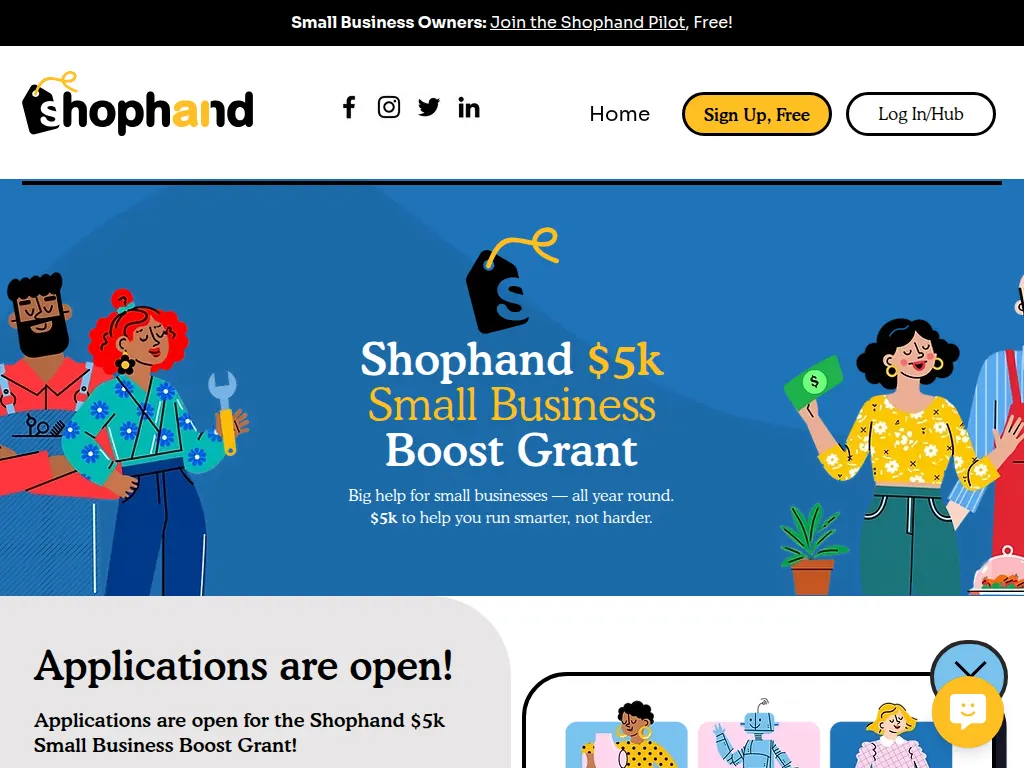 Visit the Shophand $5k Small Business Boost Grant website (opens in a new tab)