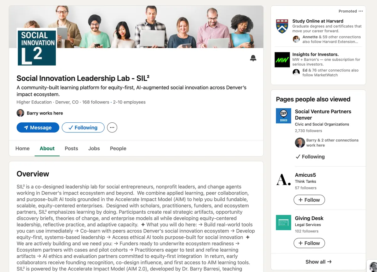 Visit the Social Innovation Leadership Lab - SIL² website (opens in a new tab)