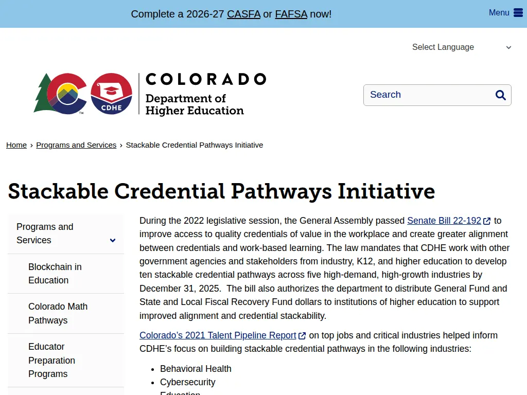 Visit the Stackable Credential Pathways Initiative website (opens in a new tab)