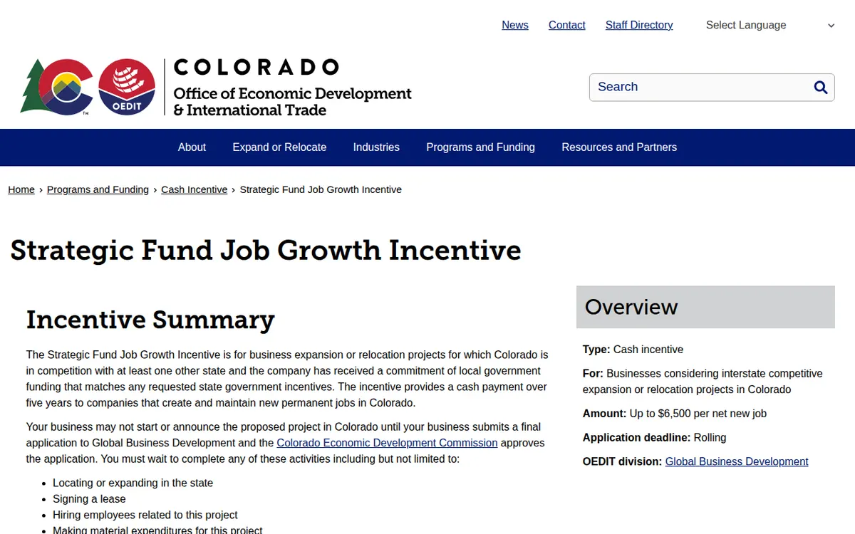 Visit the Strategic Fund Job Growth Incentive website (opens in a new tab)