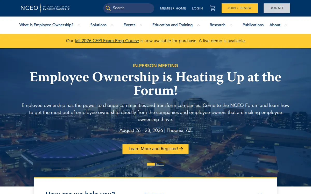 Visit the The National Center for Employee Ownership (NCEO) website (opens in a new tab)