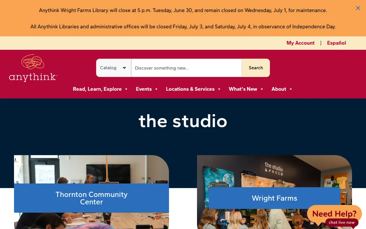 Visit the The Studio at Anythink website (opens in a new tab)