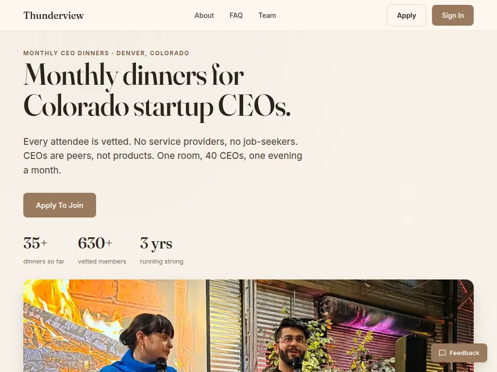 Visit the Thunderview CEO Dinners website (opens in a new tab)