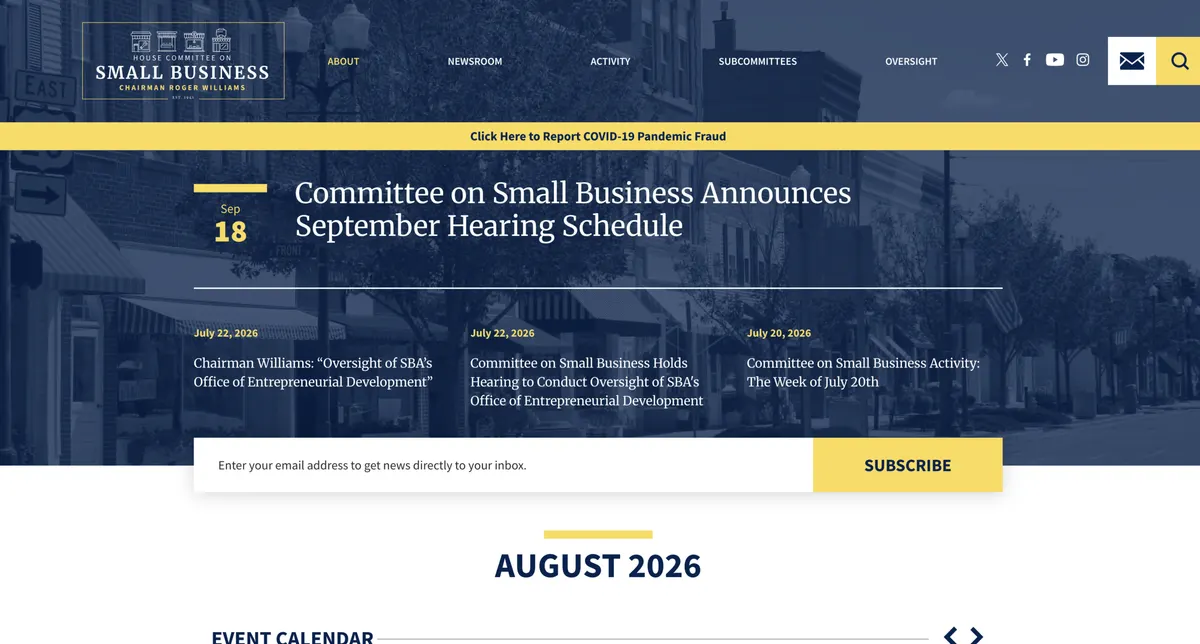 Visit the U.S. House Committee on Small Business website (opens in a new tab)