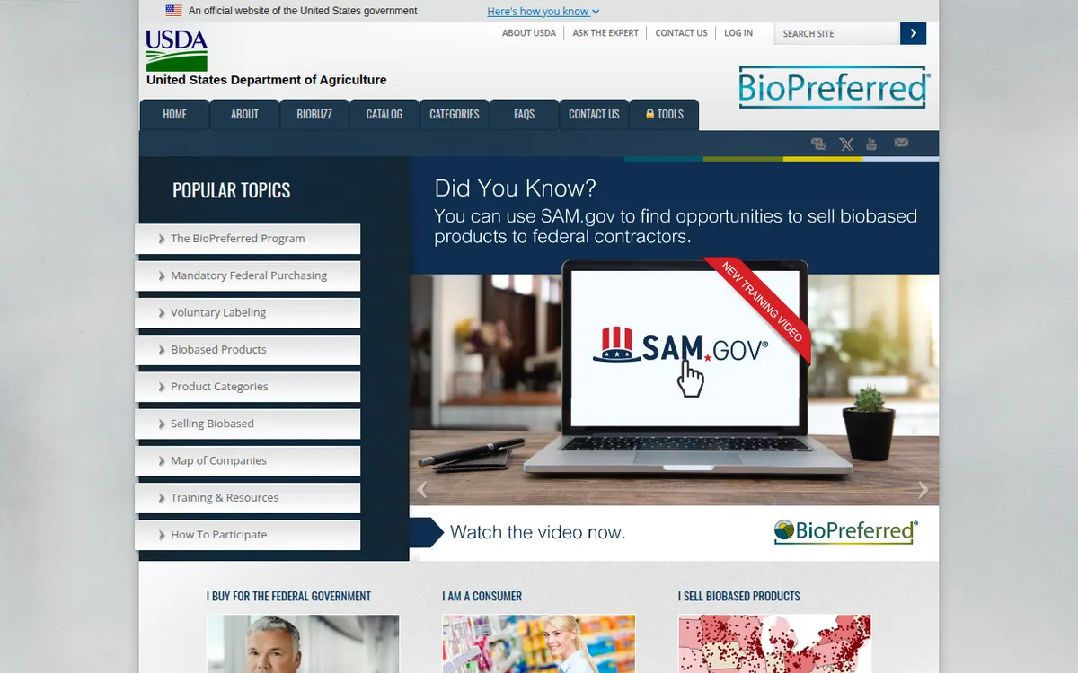 Visit the USDA BioPreferred Program website (opens in a new tab)