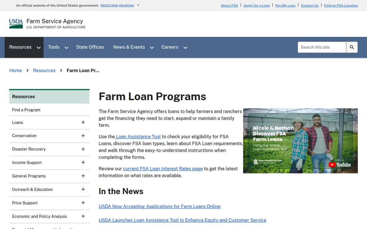 Visit the USDA Farm Service Agency Loan Programs website (opens in a new tab)