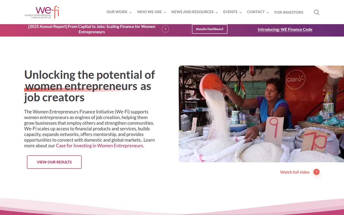 Visit the Women Entrepreneurs Finance Initiative (We-Fi) website (opens in a new tab)