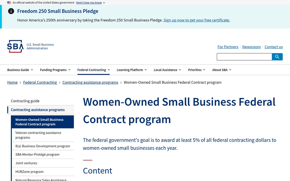Visit the Women-Owned Small Business (WOSB) Federal Contract Program website (opens in a new tab)